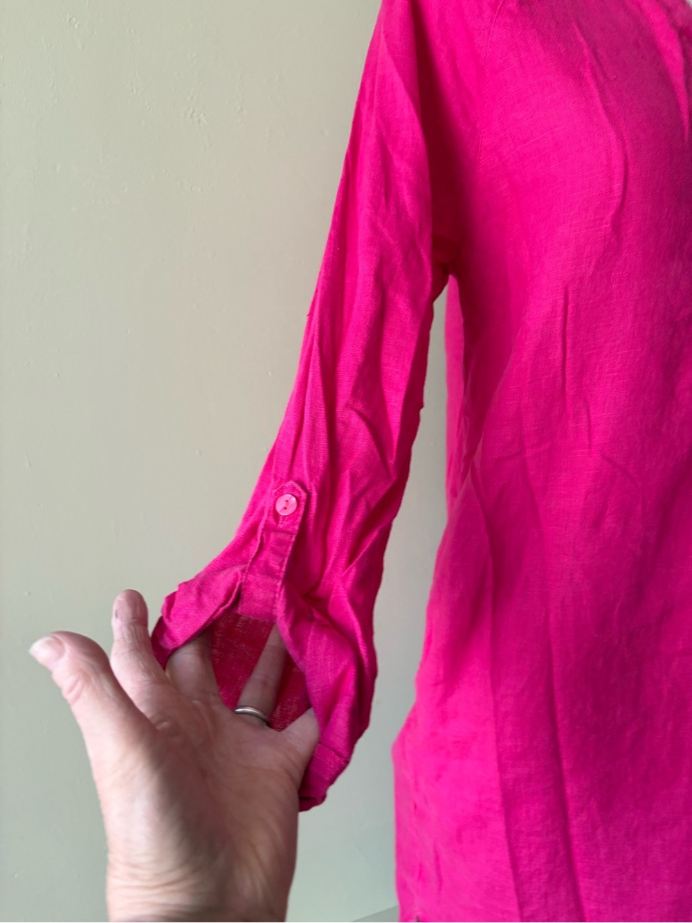 Martha Stewart Pink Button-Front dress Linen Pockets Sz M Sustainable Casual - Picture 4 of 10